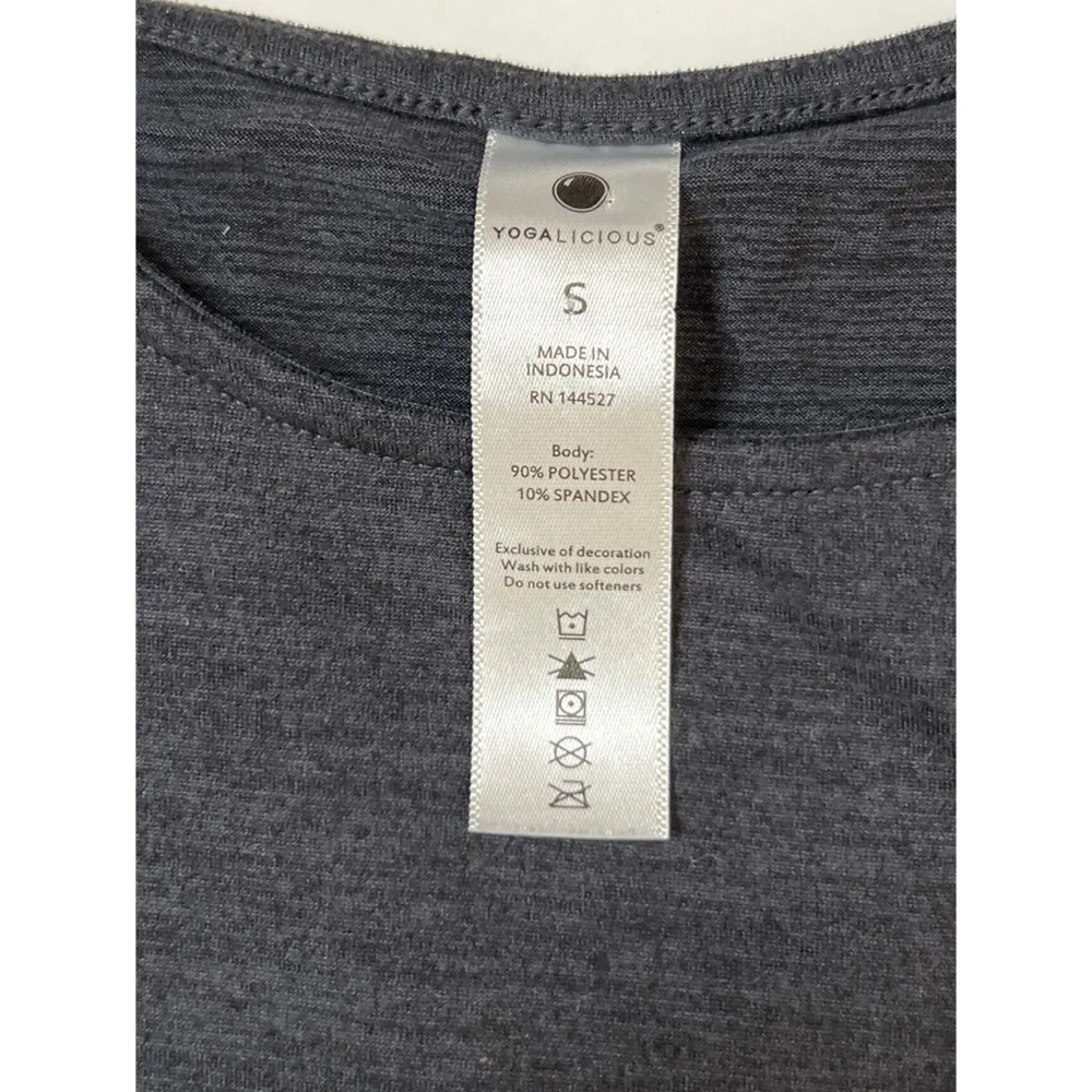 Yogalicious Heathered Gray Overlapped Open Tie Back Tank Top Sz S Women - Image 6