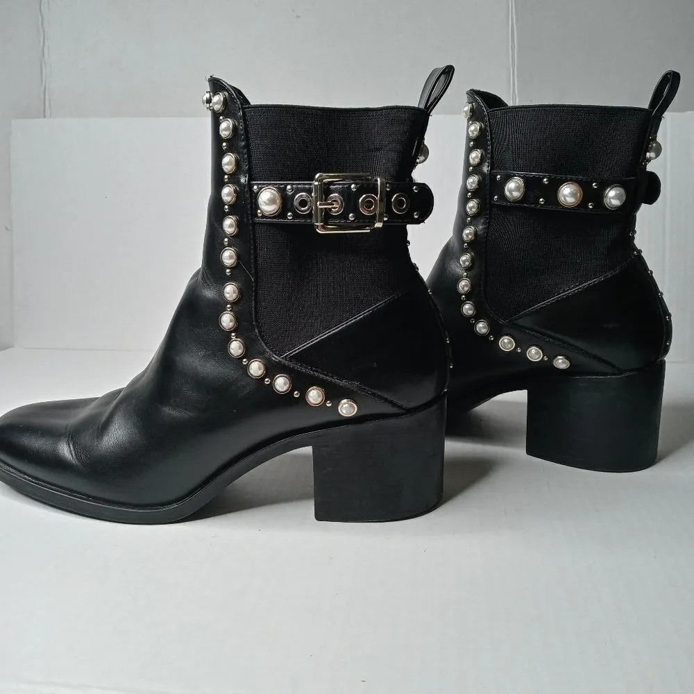 Zara black studded ankle boots size 41 - Image 4