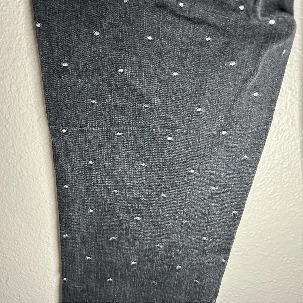 Madewell 9” high rise cropped skinny jeans embroidered metallic dots size 26 - Image 10