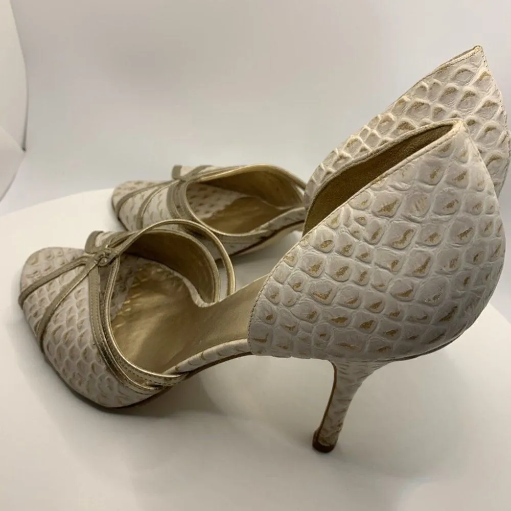 ALDO 70's Inspired Peep Toe Animal Print Embossed Heel - Image 3