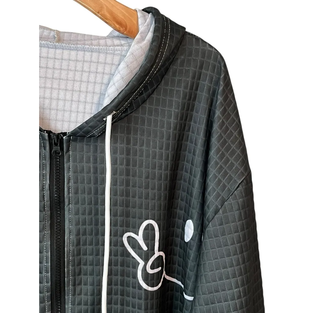 Fujian Ganzhou Oversized Hoodie Womens 9XL Green Be Real Logo Full Zip Waffle Size XL - Image 3