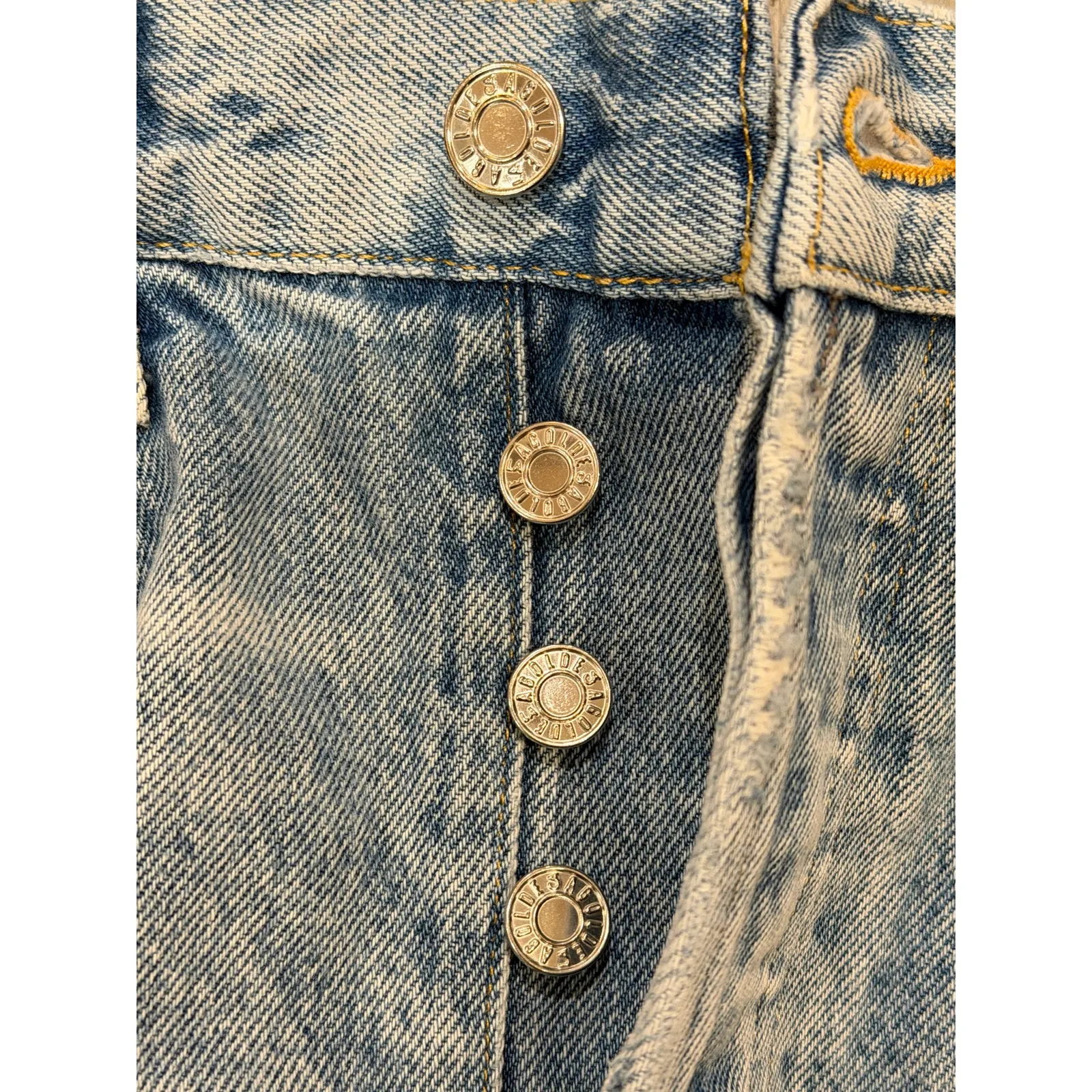 Agolde Parker Denim Shorts Womens 24 Blue Hi-Rise Distressed Raw Hem Streetwear - Image 3