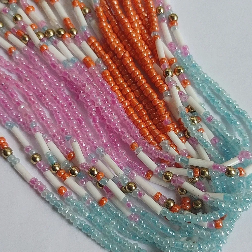 Tribal Boho Chic Seed Bead Necklace & Earrings Set Gold - Image 3