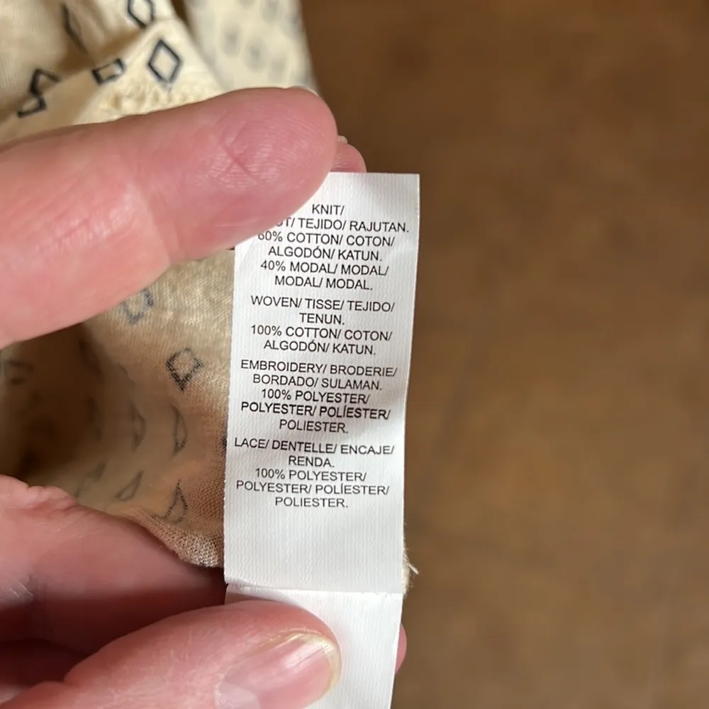 Lucky Brand Womens Boho Diamond Embroidered Top Long Sleeve V-Neck Size XS - Image 5