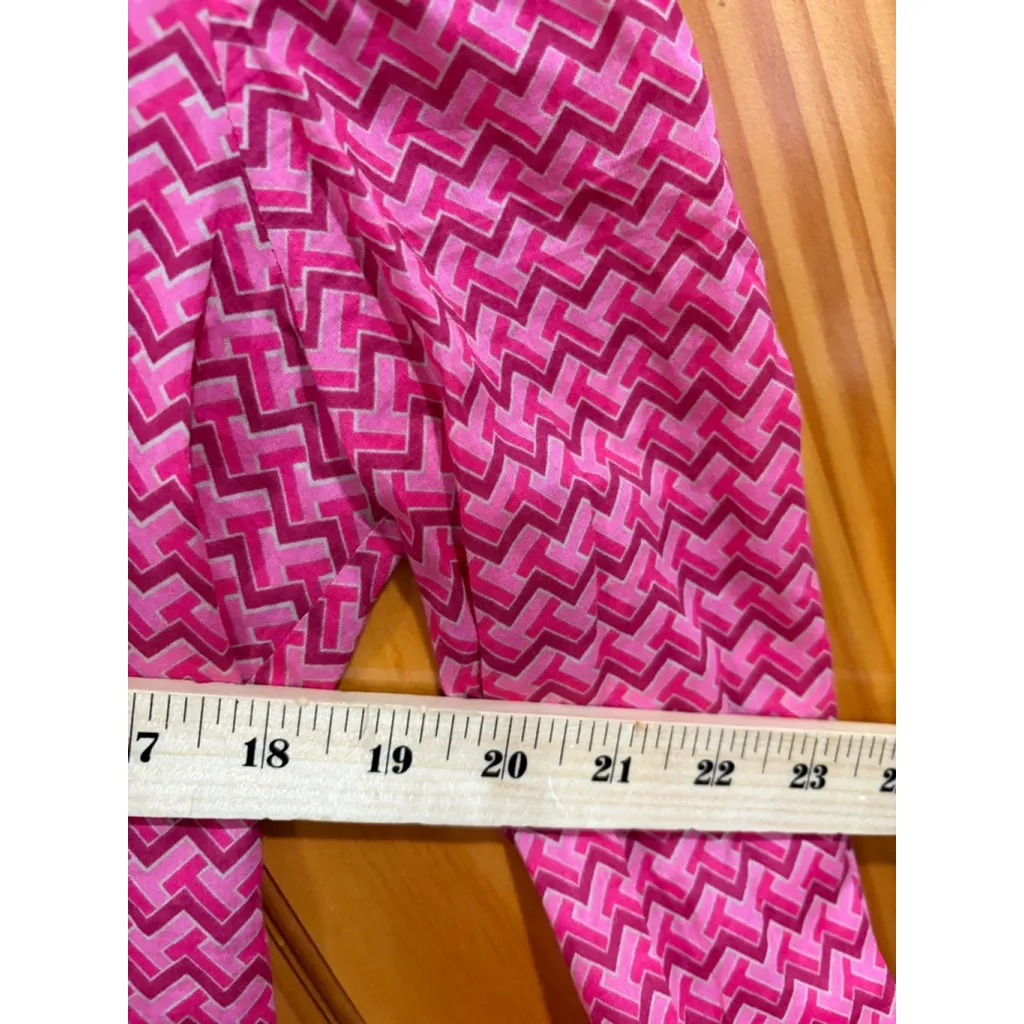 Tory Burch Pink Geometric Print Blouse Top Size 6 Cotton Preppy Chic Holiday - Image 7