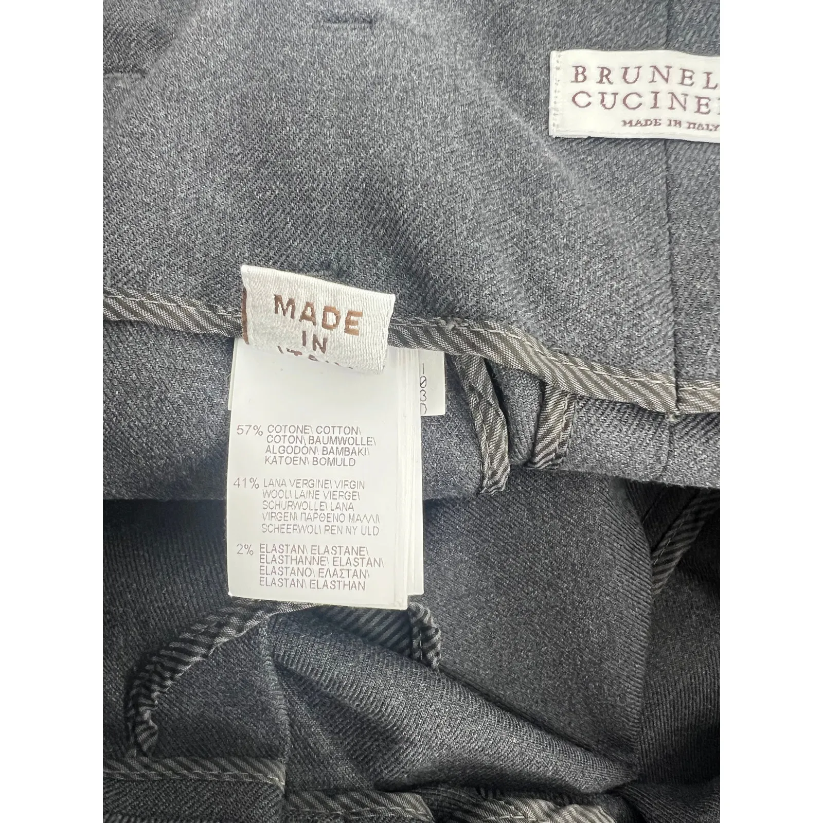 Brunello Cucinelli Virgin Wool Blend Ruffle Waistband Pants in Gray - Image 11