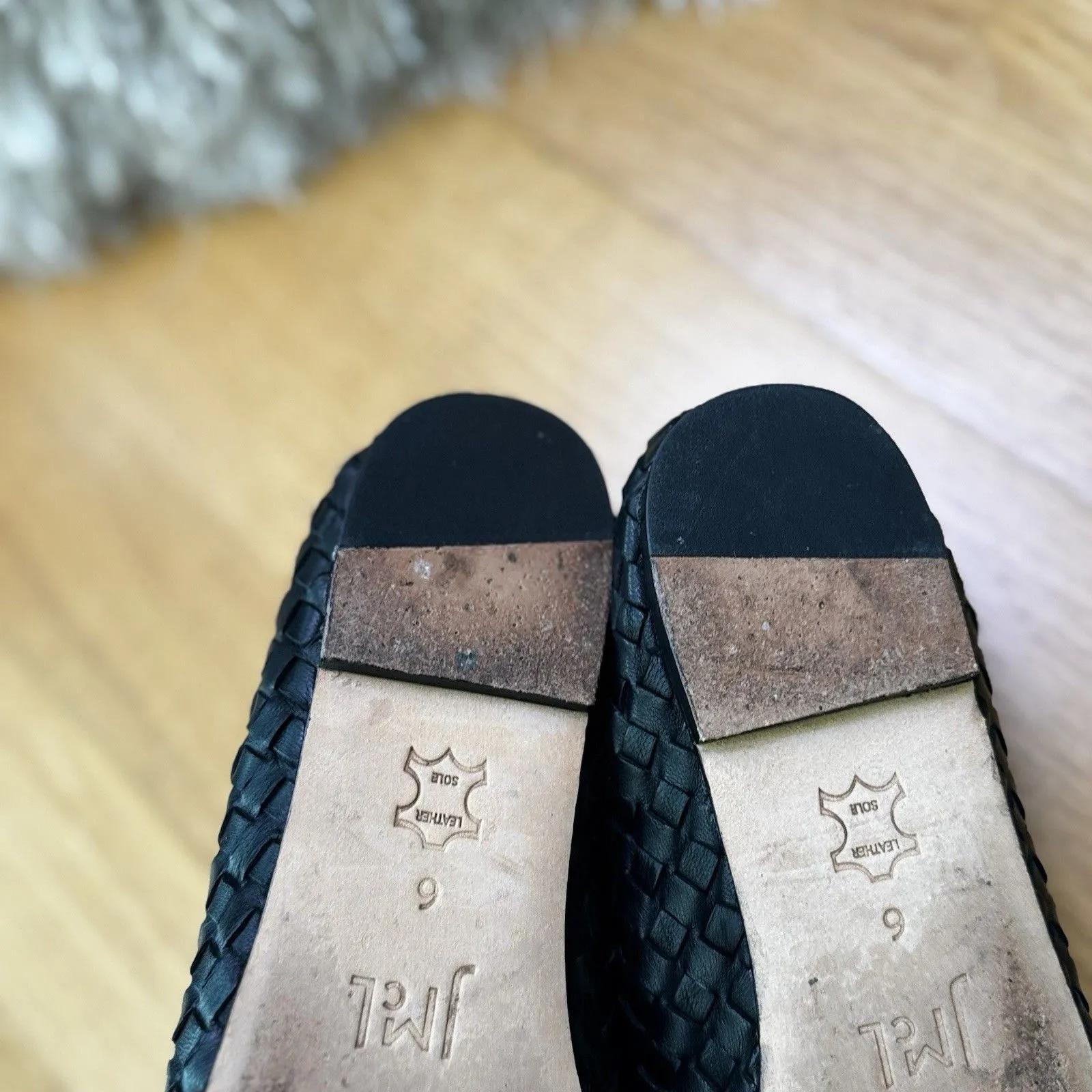 J. McLaughlin Women's Mercer Woven Leather Ballet Flats Shoes Black Size 6M - Image 9