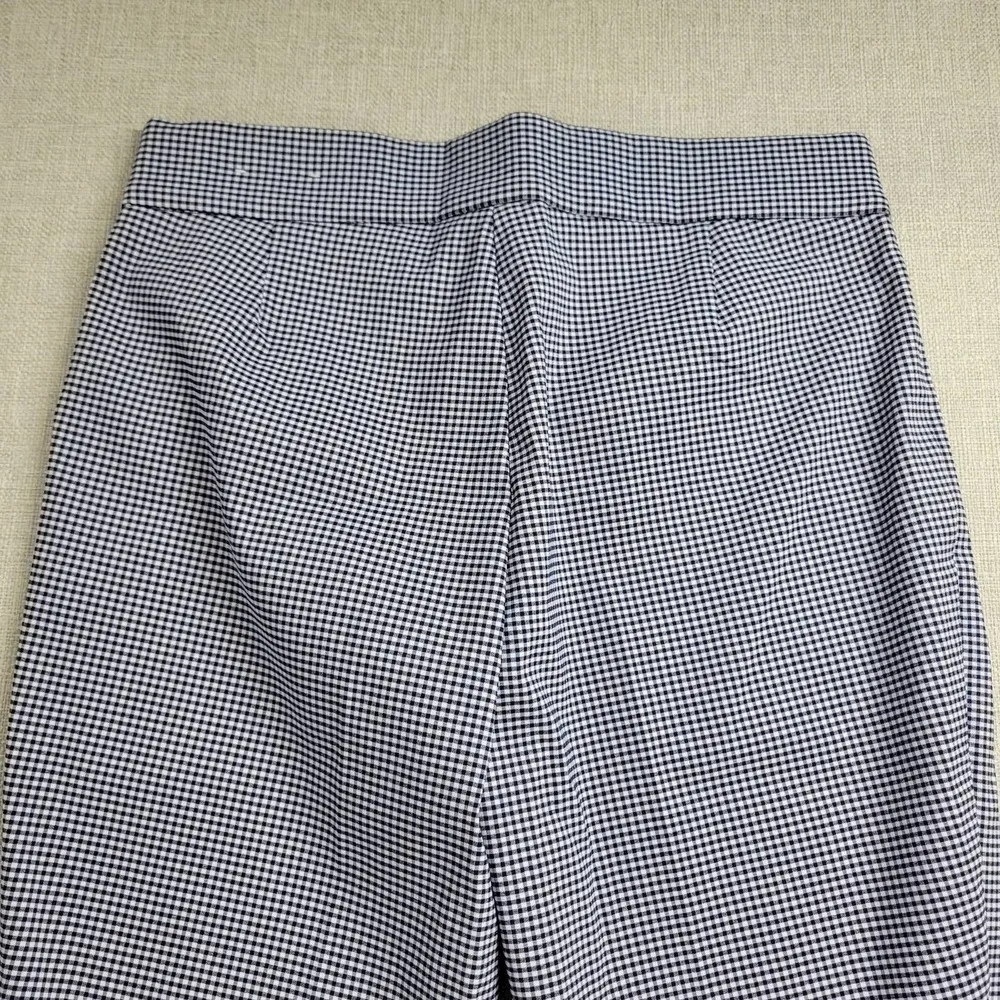 Anne Klein Womens Pants Size 4 Blue Gingham Check Pull On Straight Ankle Trouser - Image 3