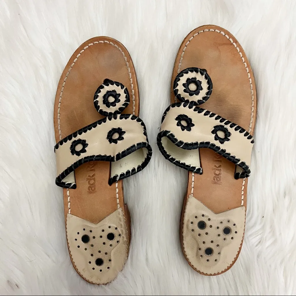 Jack Rogers tans and Black thong sandals - Image 2