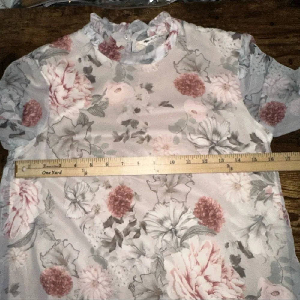 Miss Selfridge Women's Dress Ivory 4 Floral Rose Babydoll Ruffle‎ Sheer Sheath - Image 14