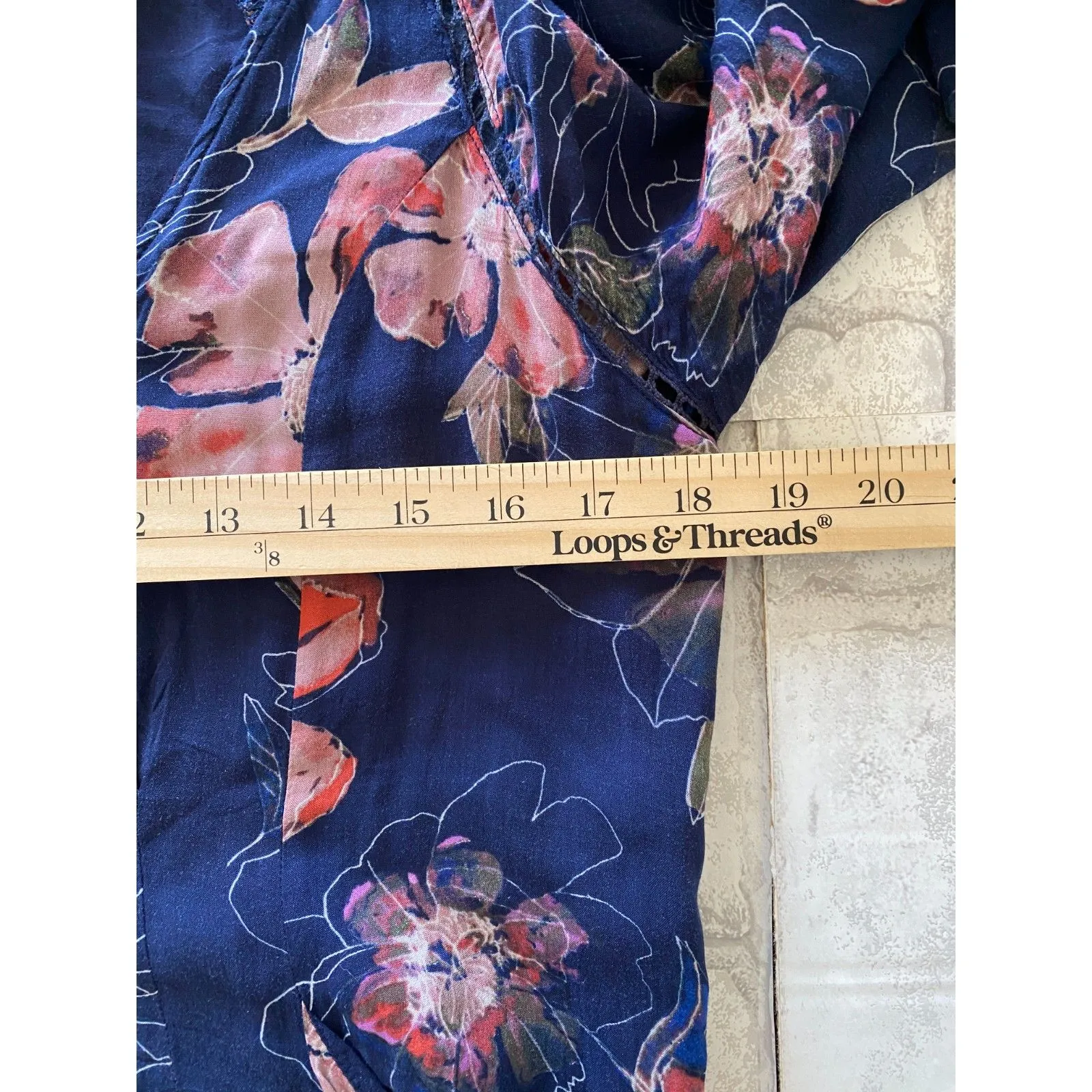 Free People Blue All Eyes on You Boho Floating Floral V Neck Mini Dress Sz 10 - Image 4