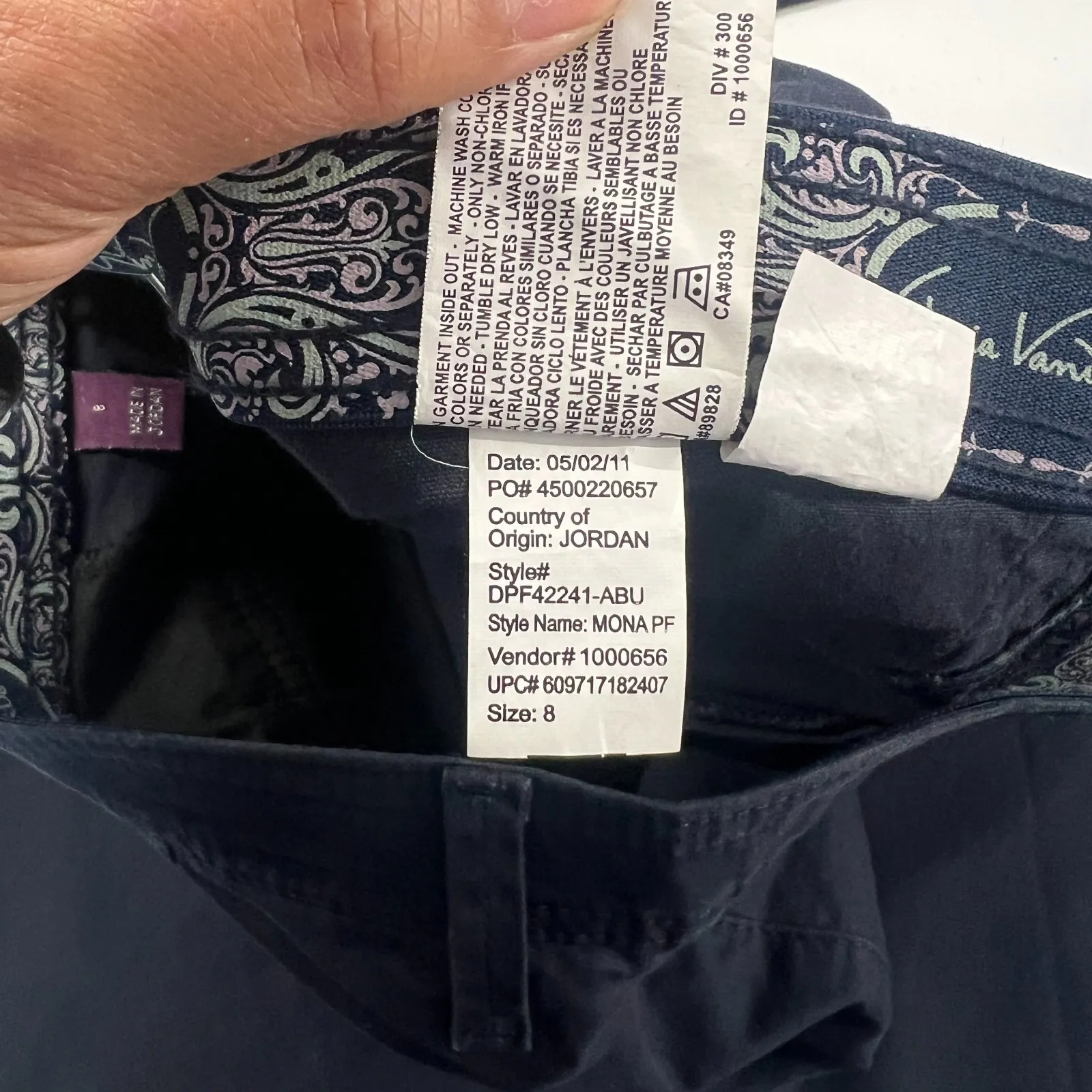 Gloria Vanderbilt Ankle Pants Womens 8 Navy Blue Cotton Stretch Straight Leg - Image 14