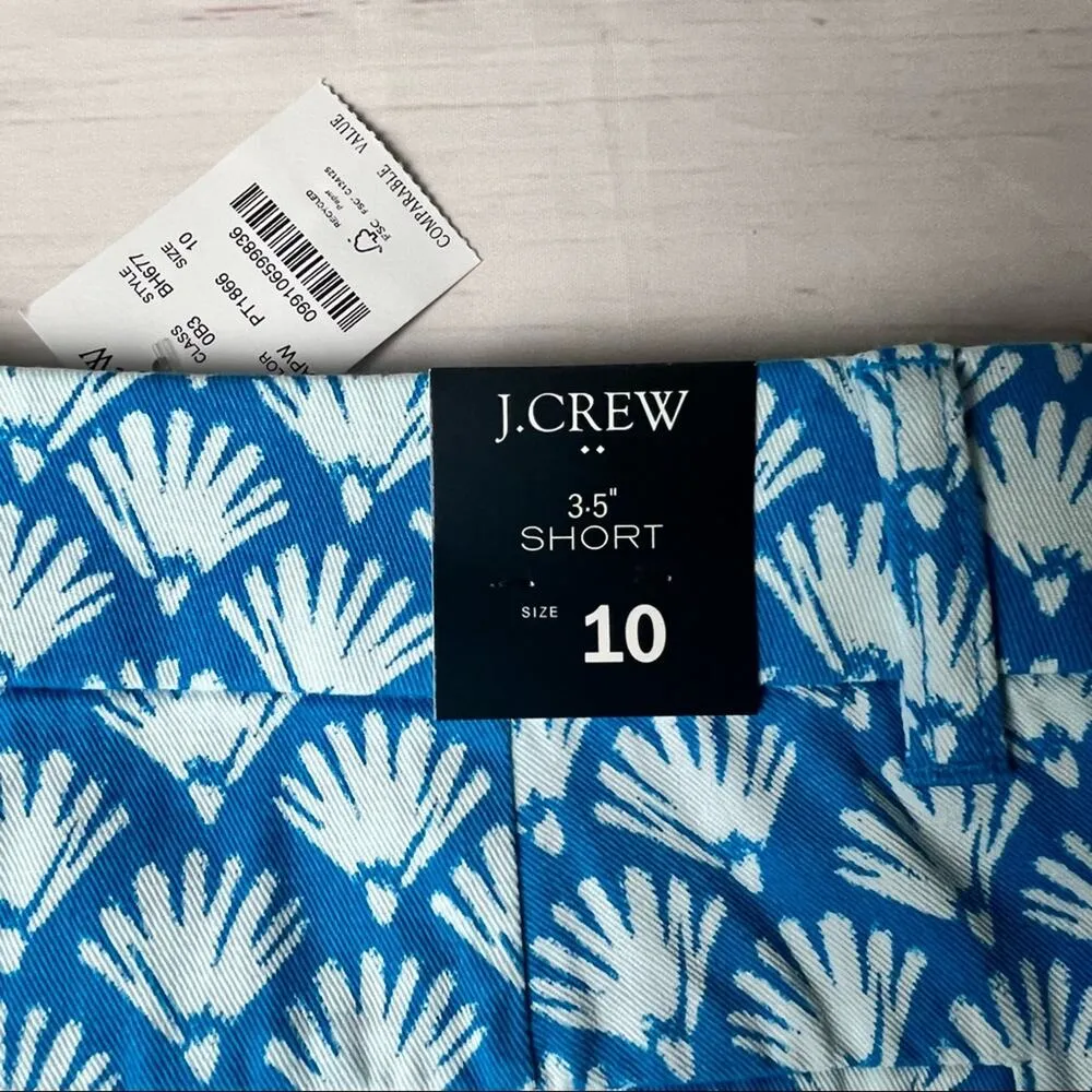 J.Crew Womens 3.5" Classic Blue/White Fan Print Shorts Sz 10 - Image 8