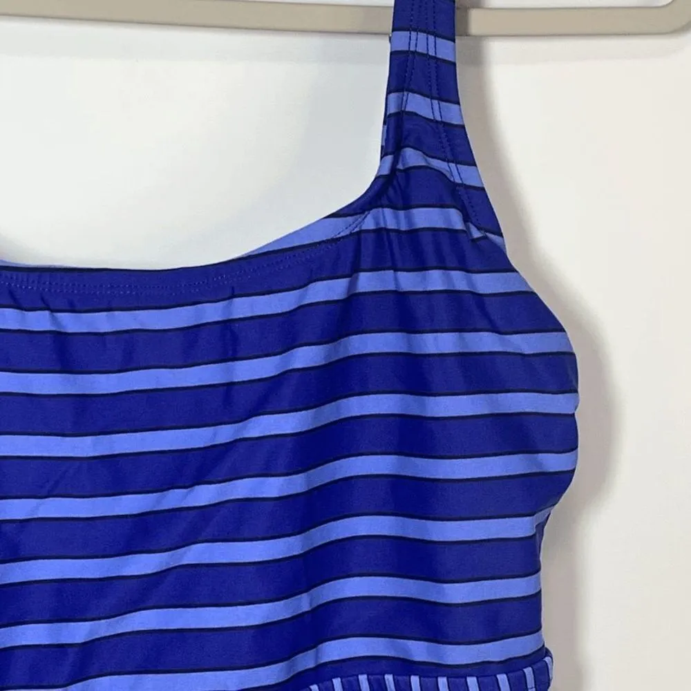 ECO Beach One Piece Blue Black Striped Swim Suit Size Medium - Image 6