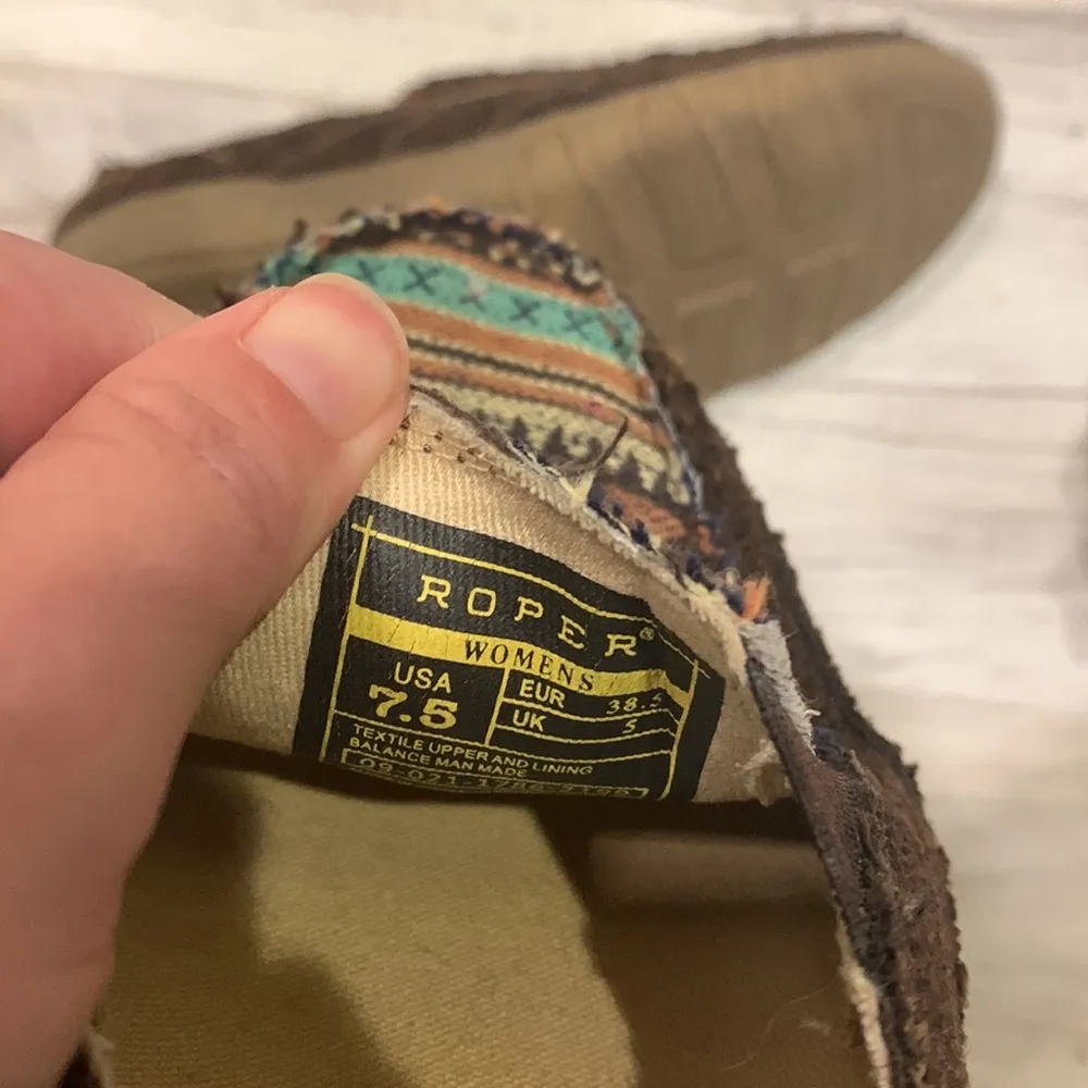 Roper Aztec western slip on shoe size 7.5 Brown - Image 9