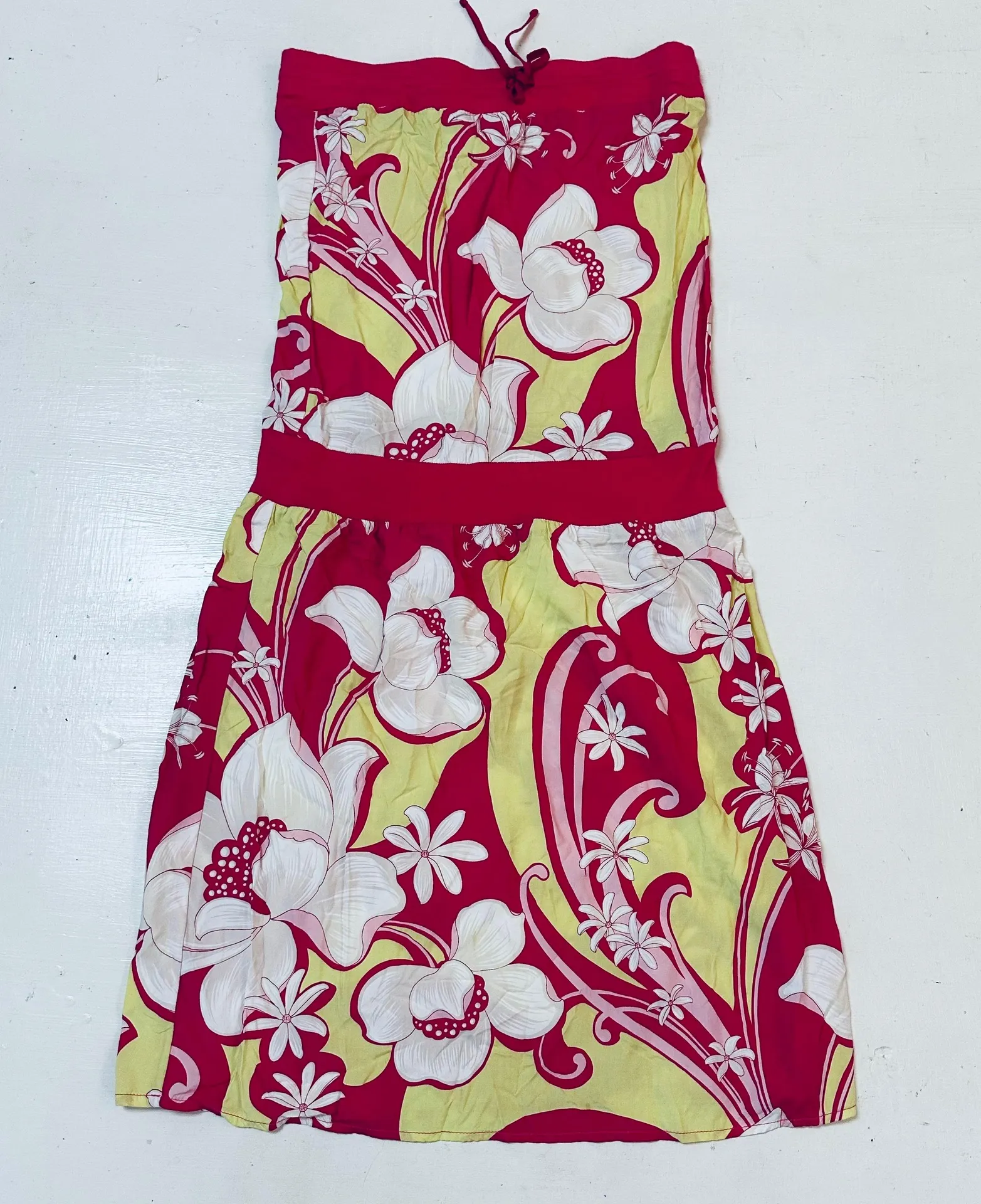 Dress Womens Pink Printed Flower Strapless Dress Size S - Image 3