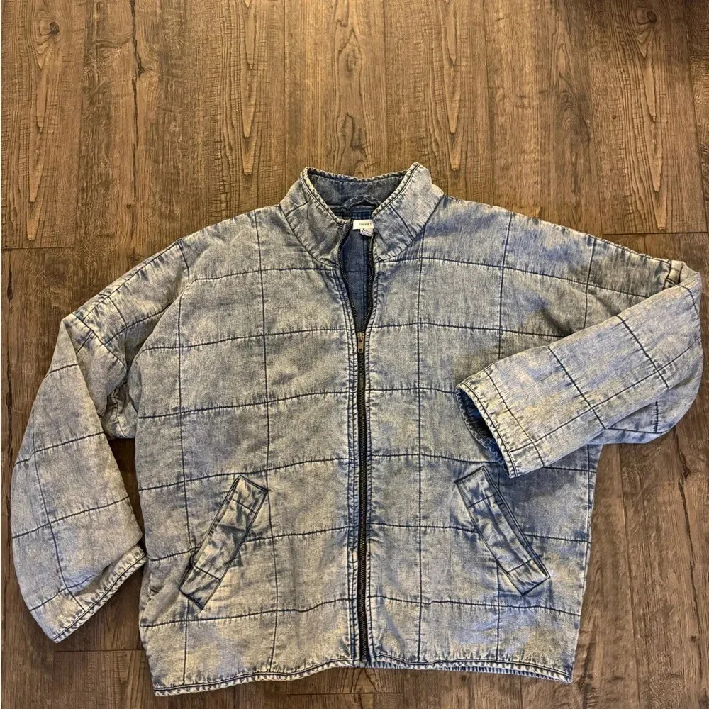 Forever 21 Dolman Quilted Acid Wash Knit Jacket in Wavy Waters - Image 4