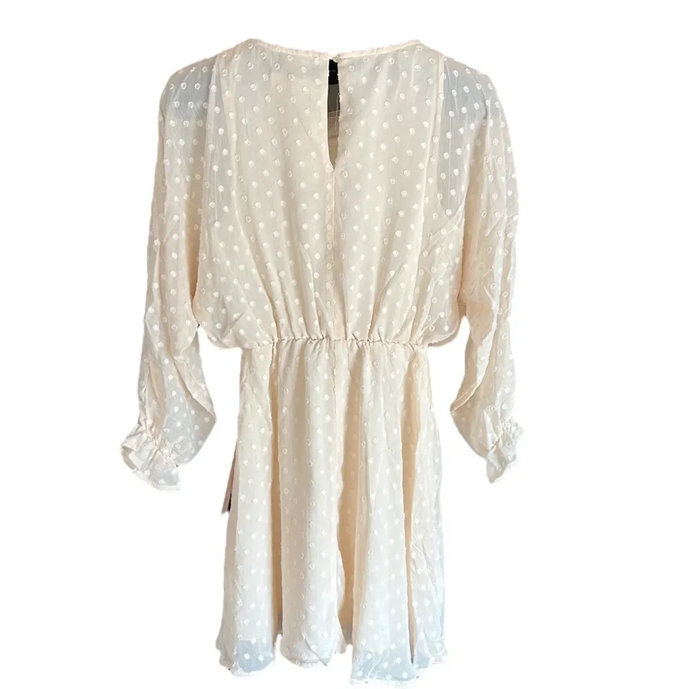 NWT Urban Outfitters Lumiere Mini Dress Long Sleeves Cream Size S - Image 5