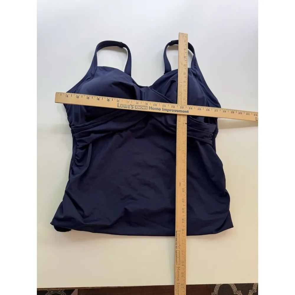 Lands End Swim Top Tankini Navy Blue Underwire Nylon Blend 18W adjustable straps - Image 7