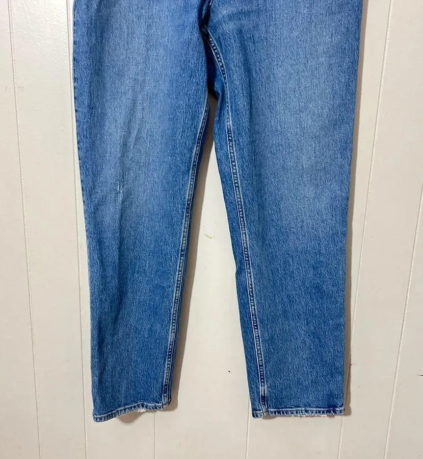 Abercrombie Fitch Jeans The'90s Slim Straight Ultra High Rise Criss Cross SZ 32 - Image 2