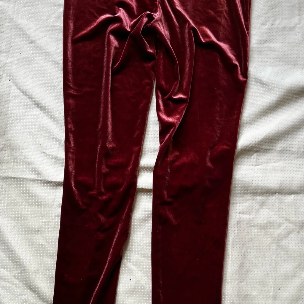 Forever 21 Velvet Wine Elastic Waist  Leggings Sz L - Image 9