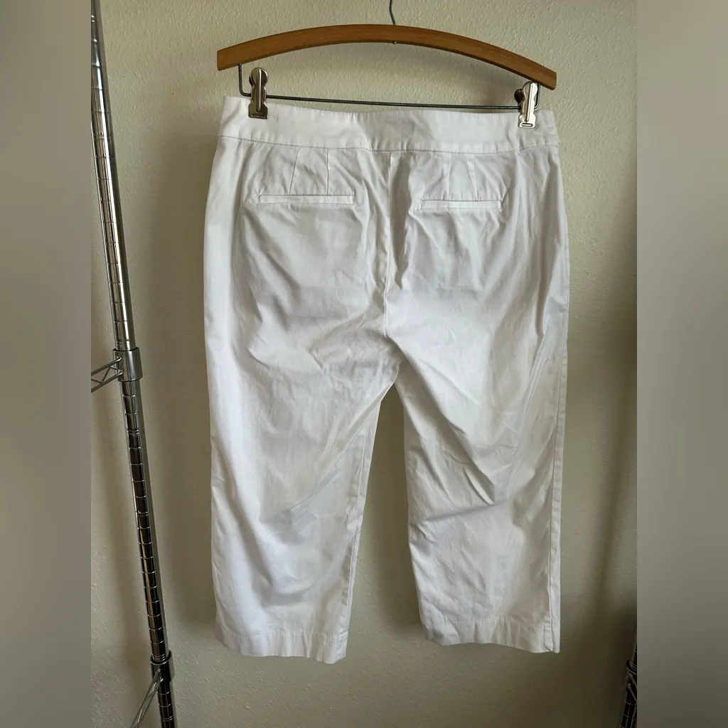 TALBOTS White Cropped Pants with Gold Button Accents. - Image 6
