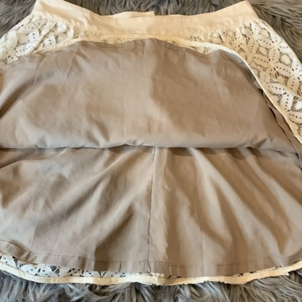 Garnet Hill guipure lace circle/full mini skirt lined ivory cream size 6 - Image 6