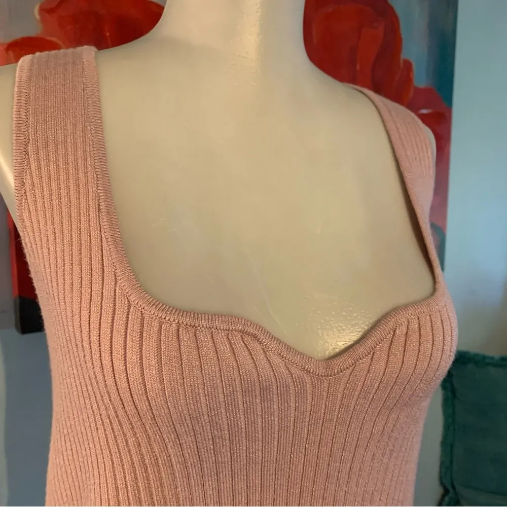 AVEC LES FILLES Pink Moonbeam Ribbed Sweater Tank Top NWT Size XL X-Large - Image 2