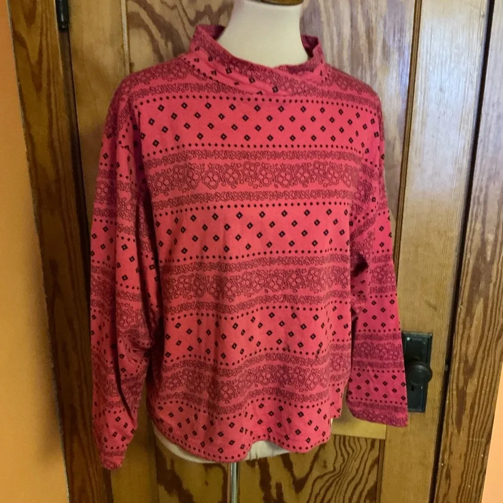 Vtg 80s slouchy floral striped top Size M - Image 11