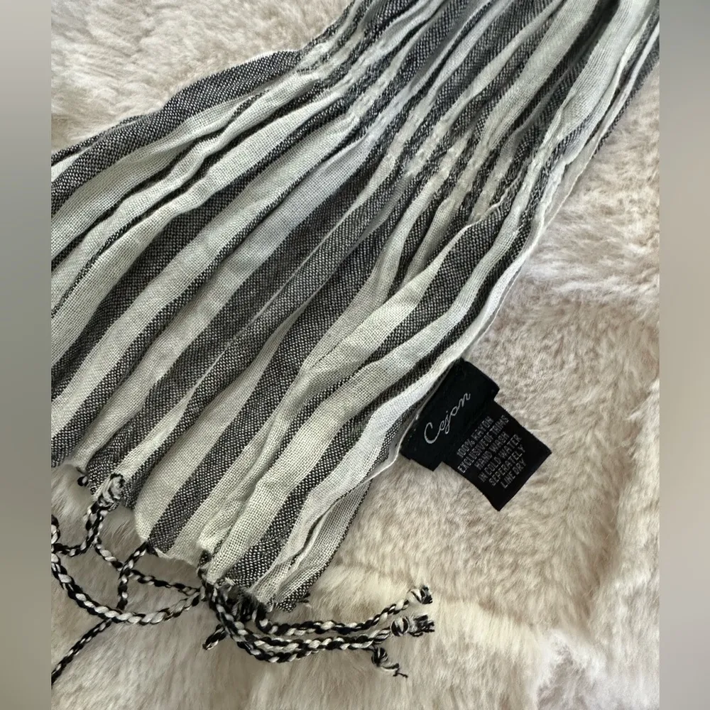 Lightweight summer spring striped scarf White - Image 3