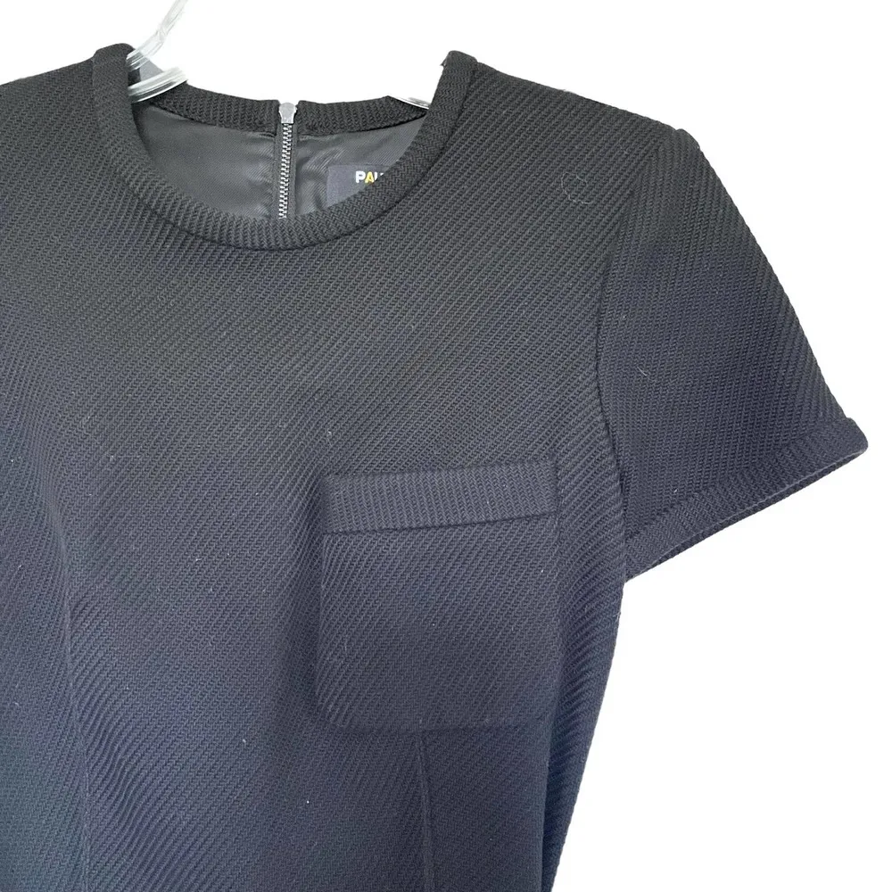 Paule Ka Short Sleeve Crew Neck Belted Sheath Dress Black Women's Size 36/ US 6 - Image 2