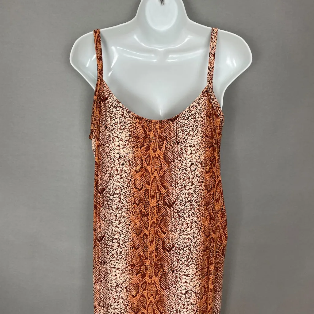 Handmade Dress Snakeskin Print Maxi Snake Reptile Brown Sleeveless‎ Summer Slits - Image 6