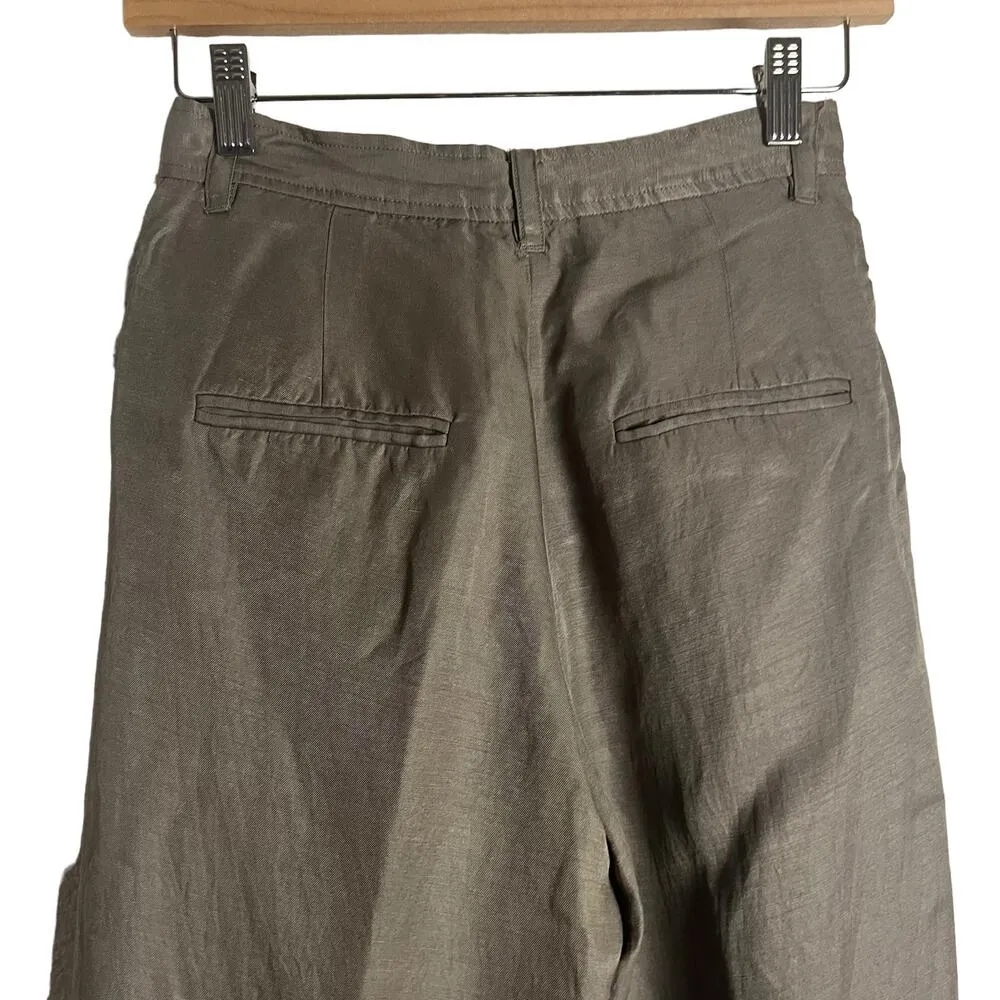 Anine Bing Carrie Pleated Wide Leg Linen High Waist Trouser Pants Size XS - Image 11