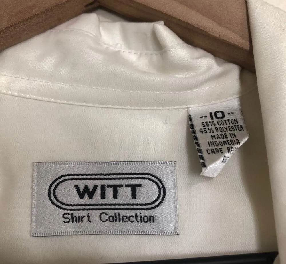 Vintage 90's Witt Shirt Collection Ivory Embroidered Scalloped Button Up Top White Size 10 - Image 8