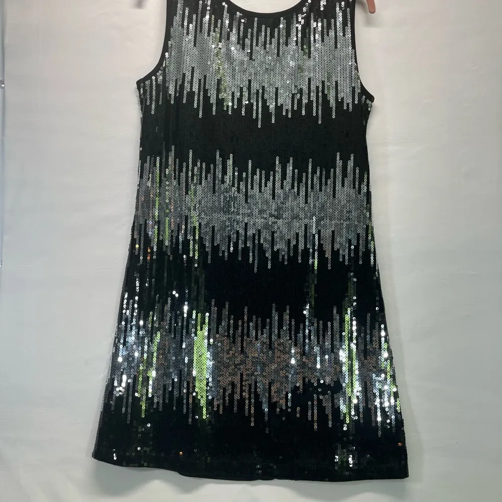 PINK COLLECTION SEQUINS DRESS L BLACK/SILVER PREOWNED Black Size L - Image 2