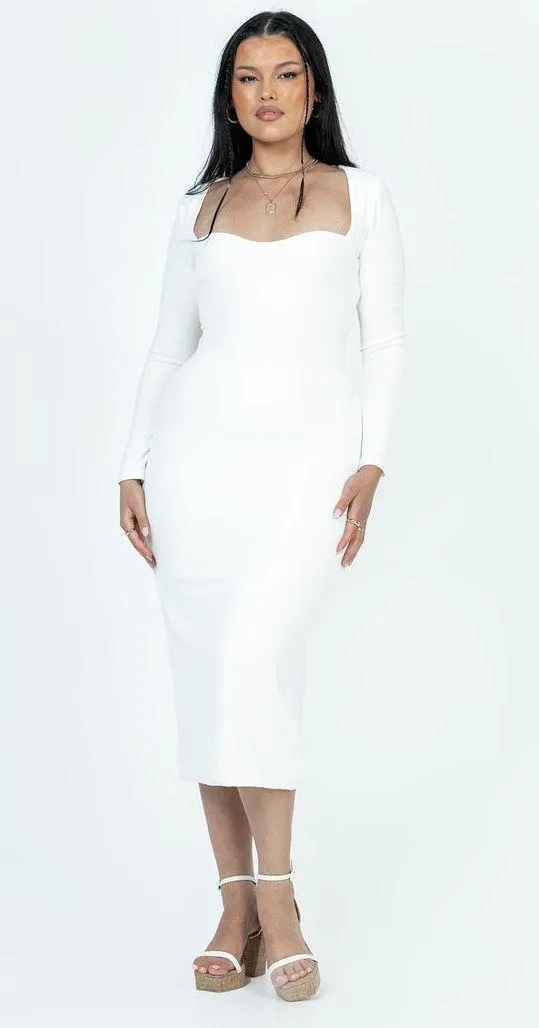 Nolan Midi Dress in White - Image 5
