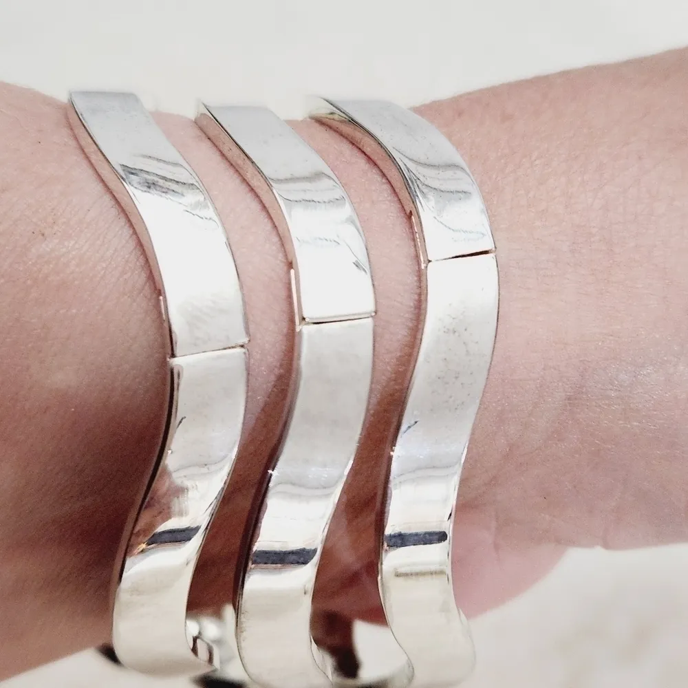 SOLID Sterling Silver Bracelets Set of 2 - Image 6