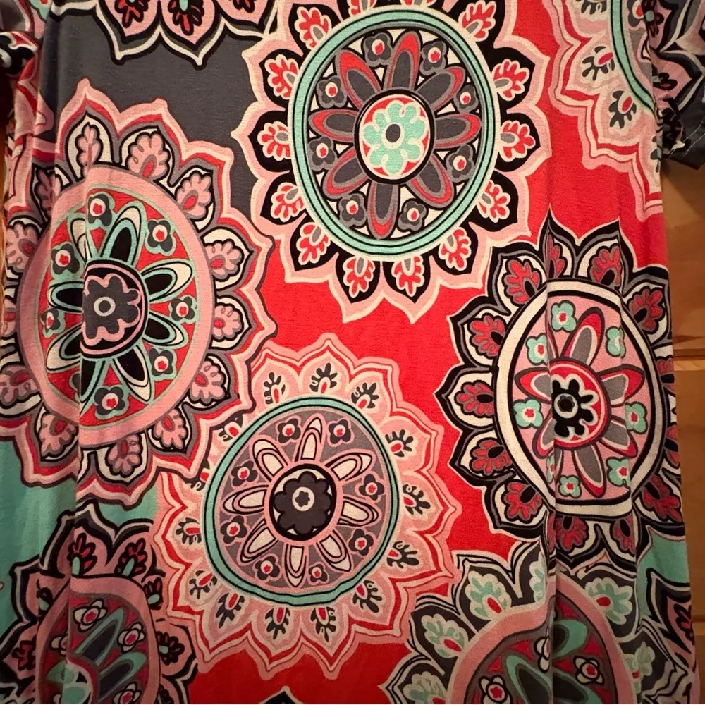 Floral Patterned Midi Dress Red Size L - Image 4