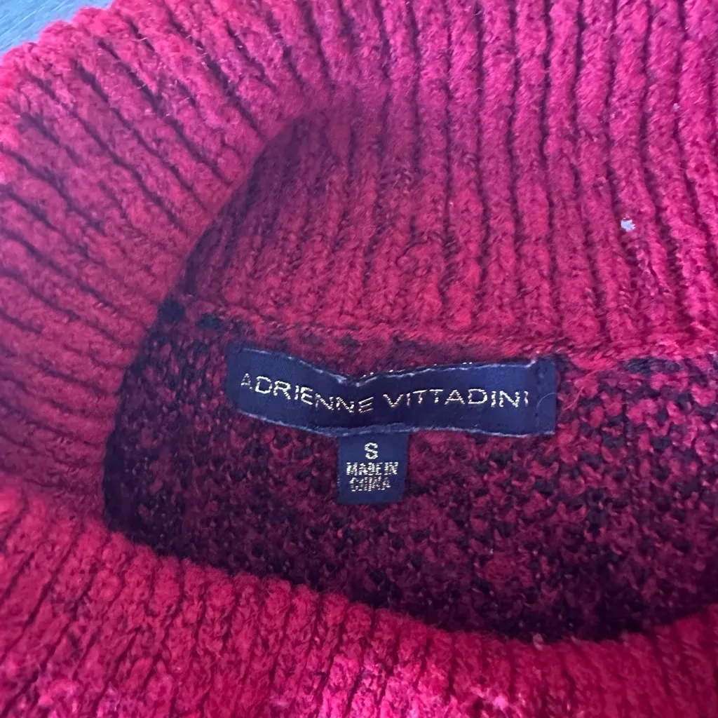 Adrienne Vittadini  Long Sleeve Jacquard Pullover Sweater Red Size Small EUC - Image 7