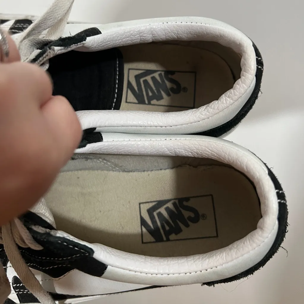 Vans Shoe Old Skool Warp Women 8.5 Men 7 Black White Canvas Sneakers - Image 5