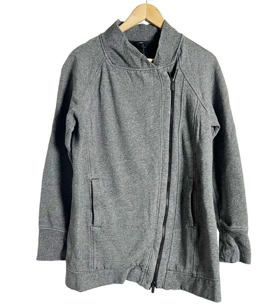 Lululemon Back To It Wrap Heathered Speckled Black Cotton Fleece Jacket Size 6 - Image 3