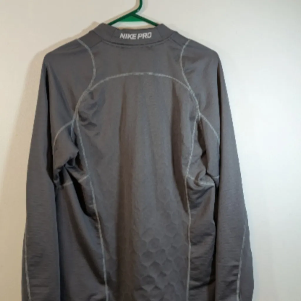Nike Pro Hyperwarm Fitted 1/4 Zip Longsleeve Top Womens Sz Large Gray - Image 3