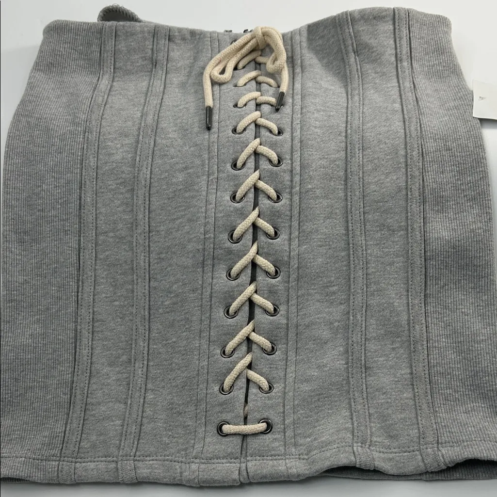 Forever 21 Heather Gray Lace-Up Skirt - Image 6