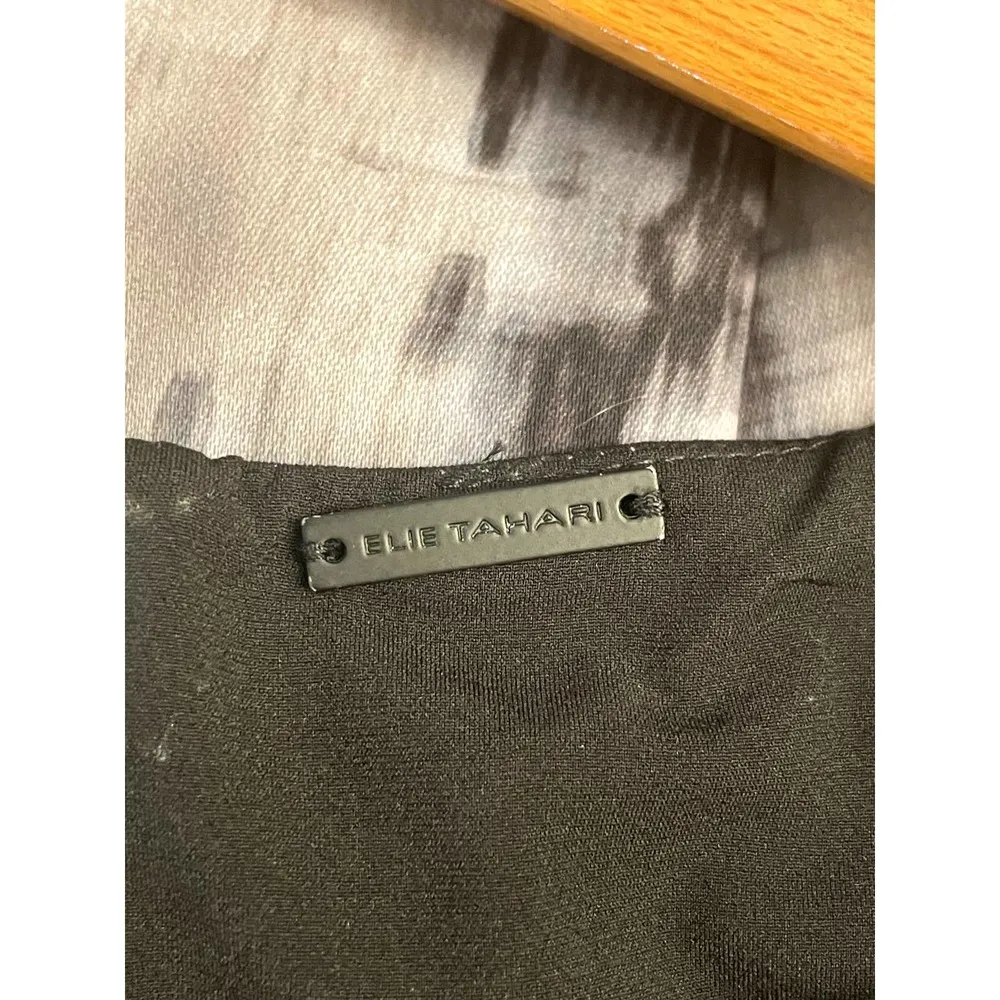 Elie Tahari ombre abstract print darted black sheath dress women's size 0 - Image 3