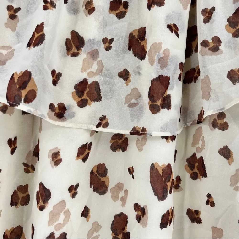 1. Sate Leopard Tiered Mini Skirt Size Medium NWT - Image 3