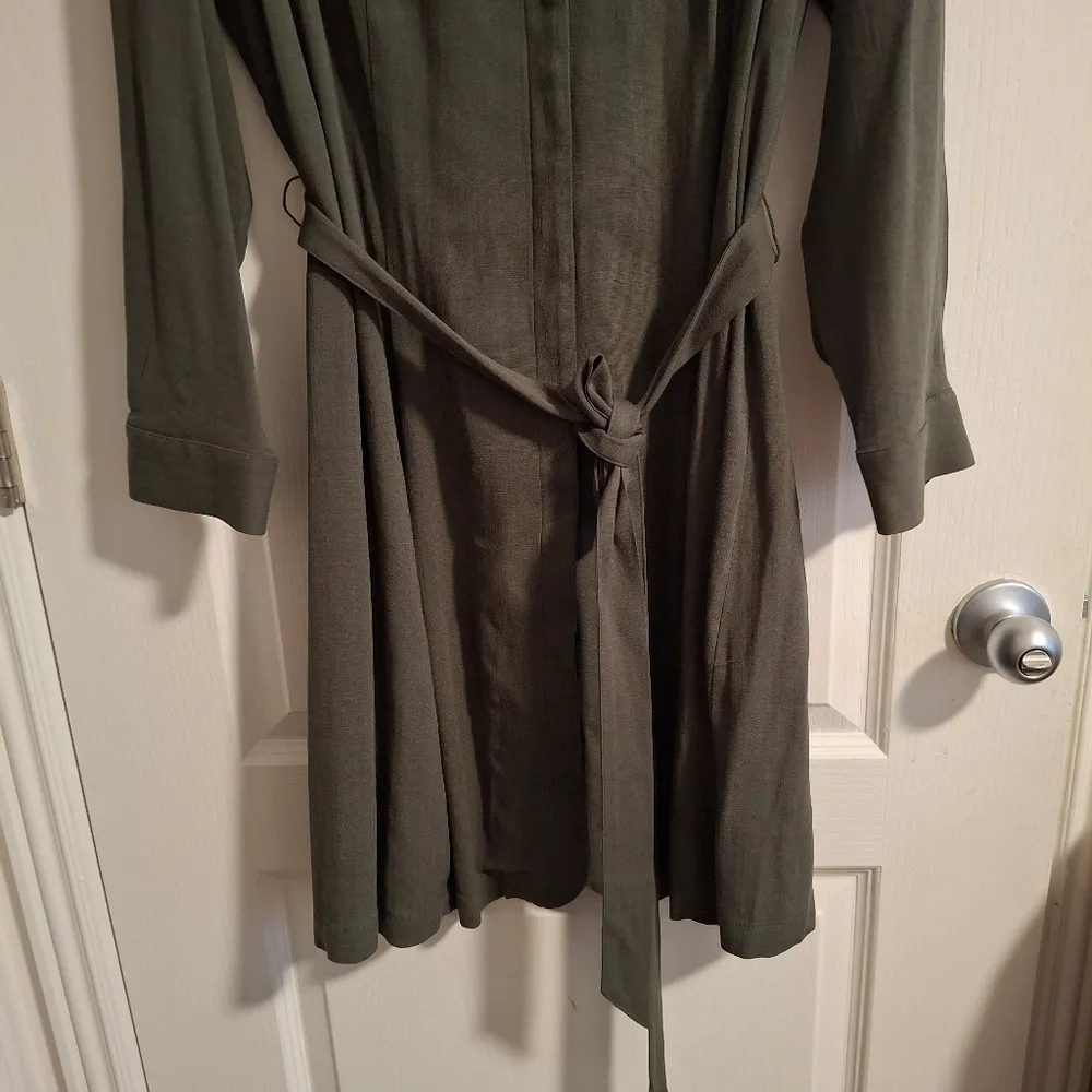 Torrid Sz 2 Olive Green Mini Waist-Tie Shirt Dress - Image 10