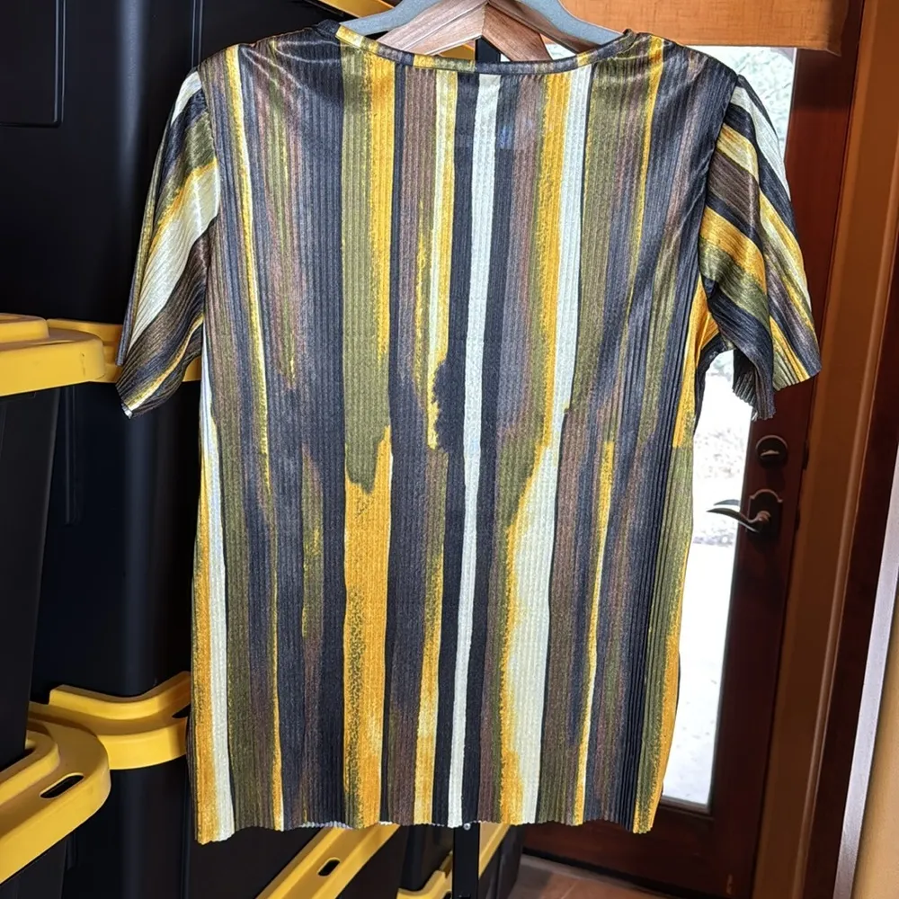 Cuddl Duds Women's Pullover Pleated Jersey Crew-Neck Top Olive Multi Size Small - Image 10