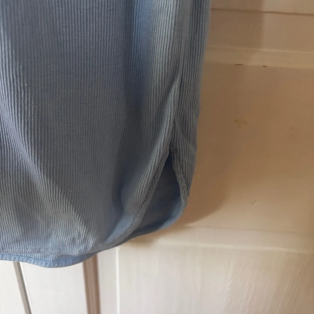 Helmut Lang Collared Baby Blue Rib Knit Midi Dress Shirt Dress Size Large Ribbed - Image 6