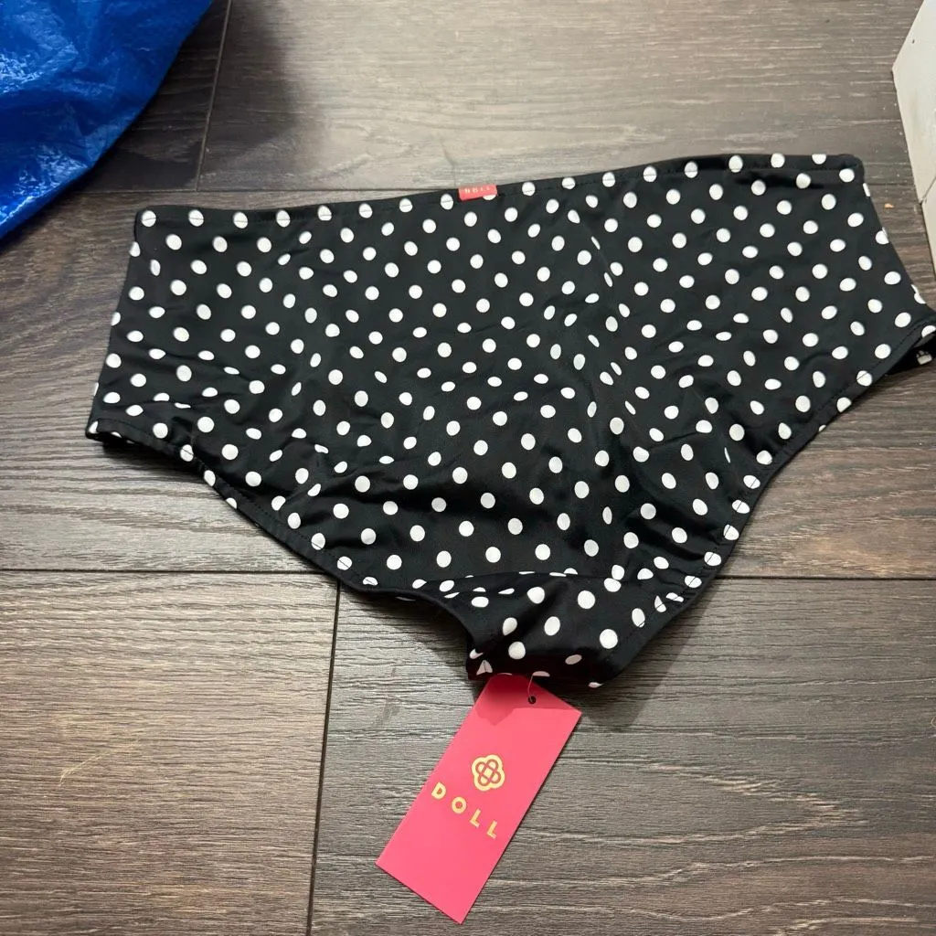 Doll Women’s Large Black Polka Dot Swim Bottom New - Image 2