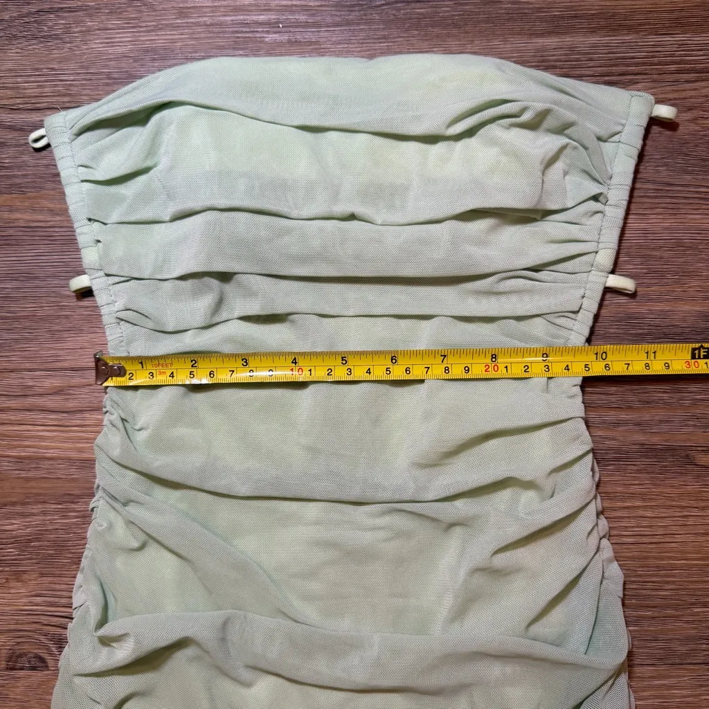 Princess Polly Strapless Ruched Bodycon Green Dress - Image 9